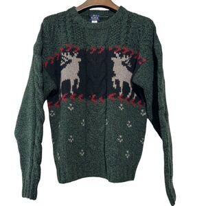 WOOLRICH Vintage Wool Sweater Mens 90s Pullover Nordic Fair Isle‎ Reindeer XL